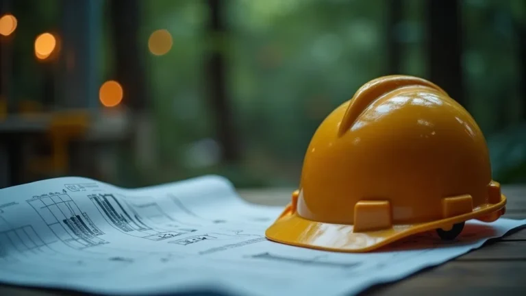 AI voor bouw: helm en blauwdruk met interface