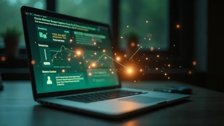 AI-zichtbaarheid meten: holografische monitoring boven laptop