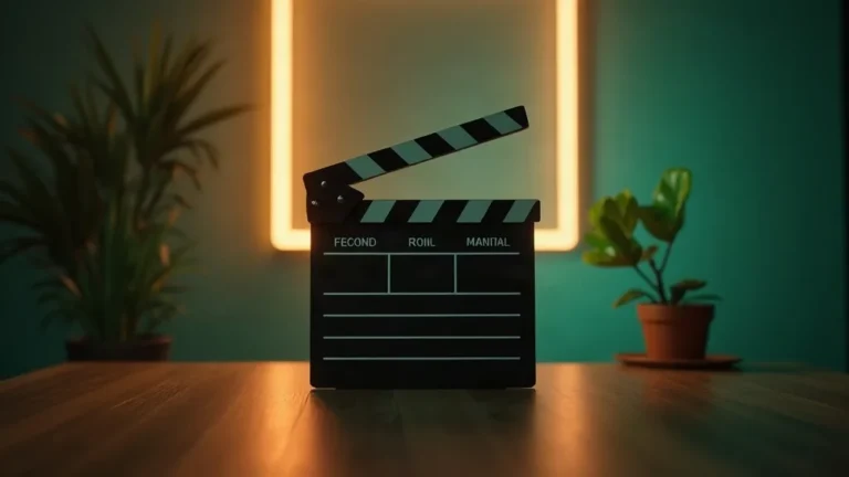 Beste AI-video tools: clapperboard met gloeiend frame