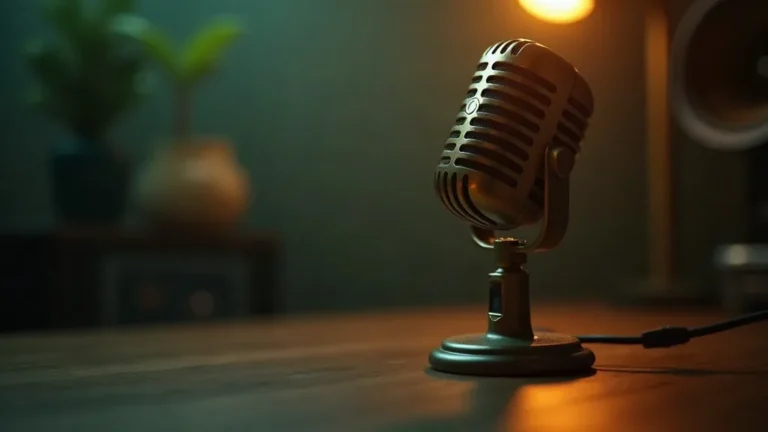 Beste AI-voice tools: microfoon met gloeiende golven