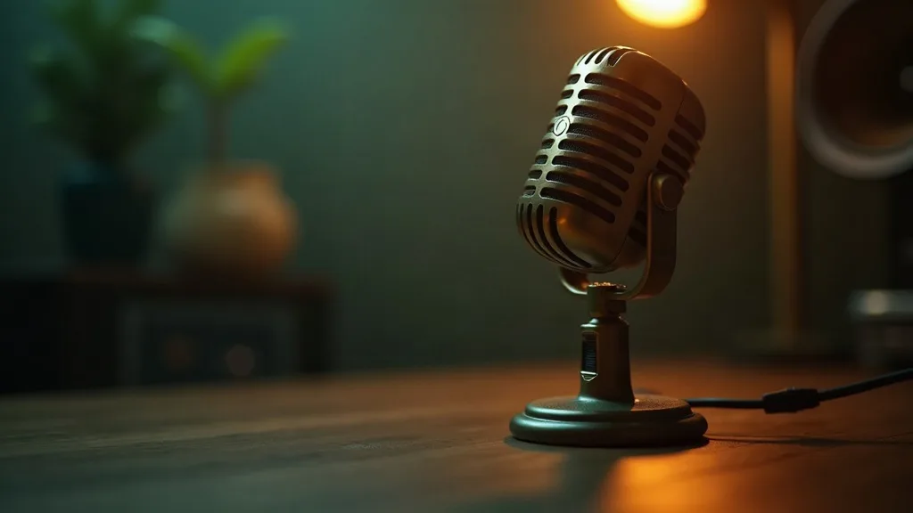 Beste AI-voice tools: microfoon met gloeiende golven