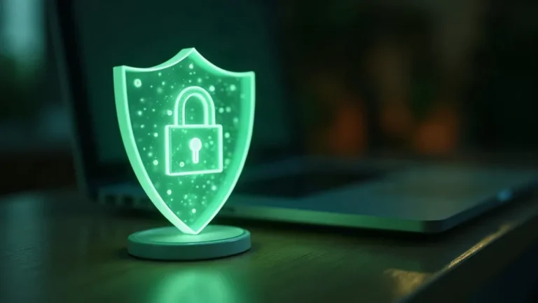 Cookieless tracking: schild dat geanonimiseerde data beschermt bij een laptop