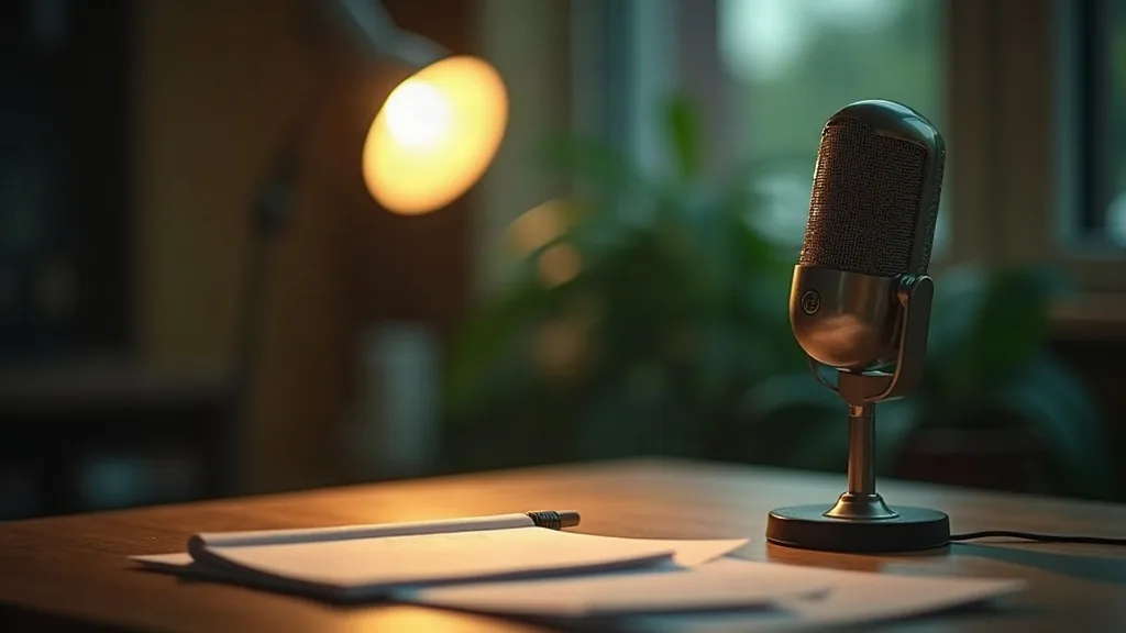 Digital PR: microfoon op persbureau met spotlight