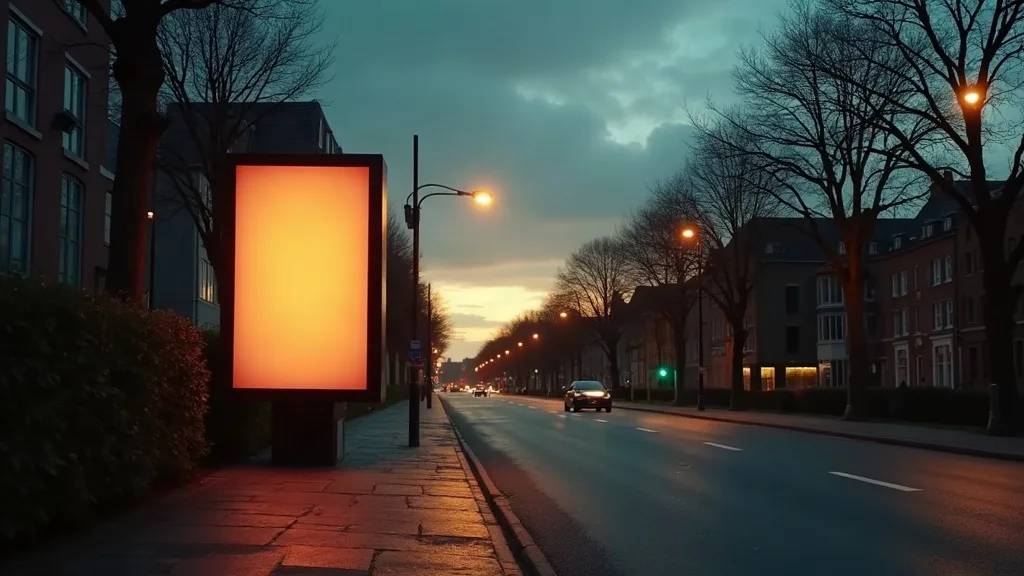 Display-adverteren: verlichte billboard langs straat