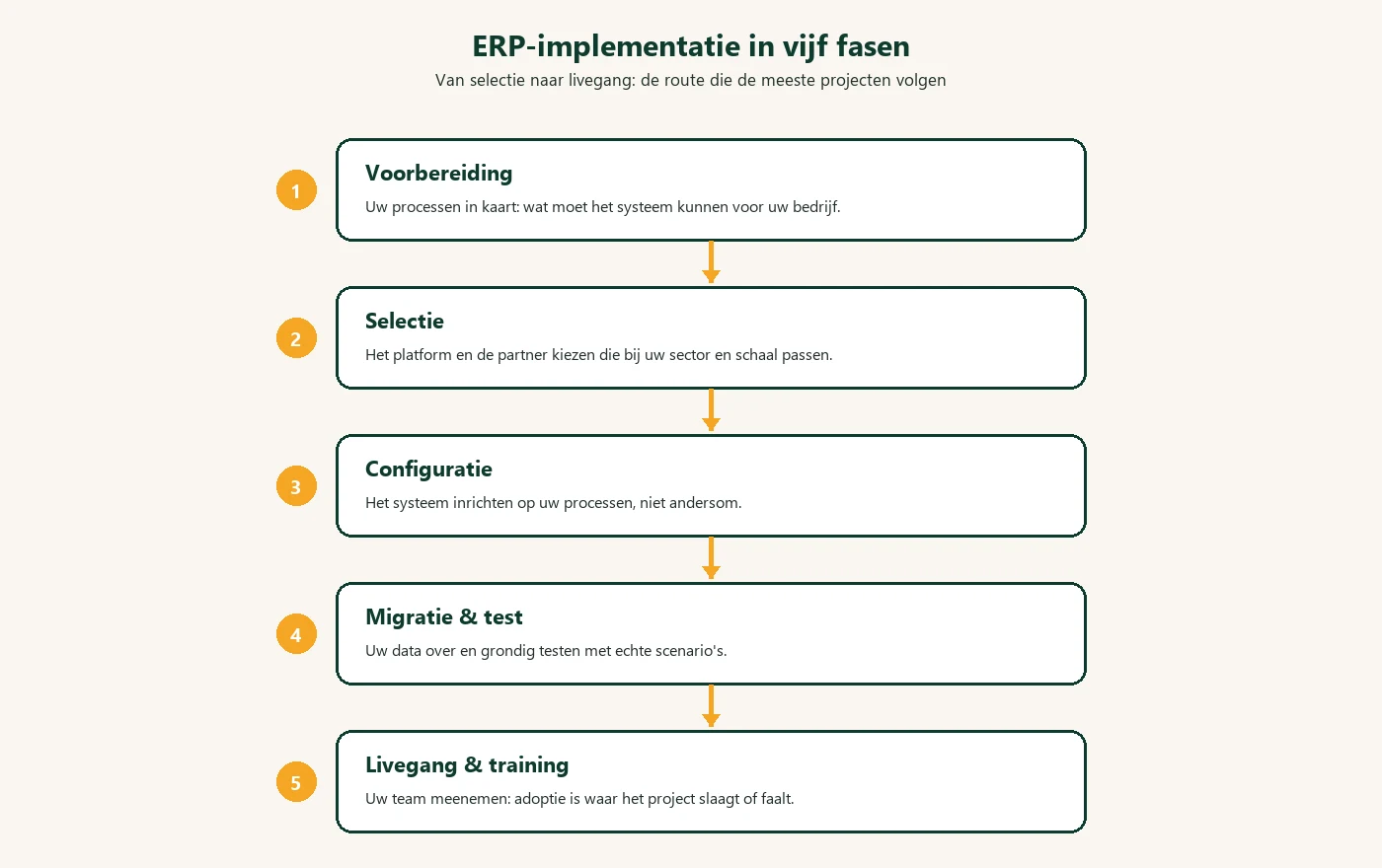 ERP-implementatie in vijf fasen: van selectie naar livegang