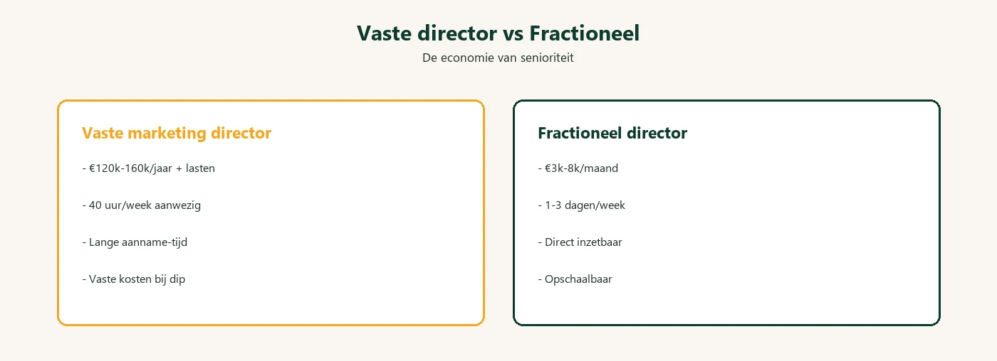 Vaste marketing director versus fractioneel: volledige kosten en aanwezigheid versus deeltijd senioriteit