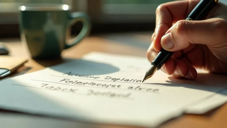 Advertentieteksten schrijven: pen die koppen-varianten verfijnt op papier