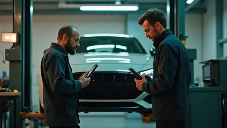 Google Ads voor automotive: moderne garage met auto op de brug