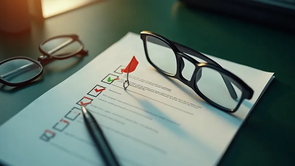 Veelgemaakte Google Ads-fouten opsporen: vergrootglas boven checklist met waarschuwingsvlag