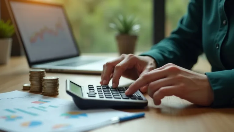 Kosten van Google Ads uitrekenen: calculator, euromunten en kostenoverzicht op een bureau