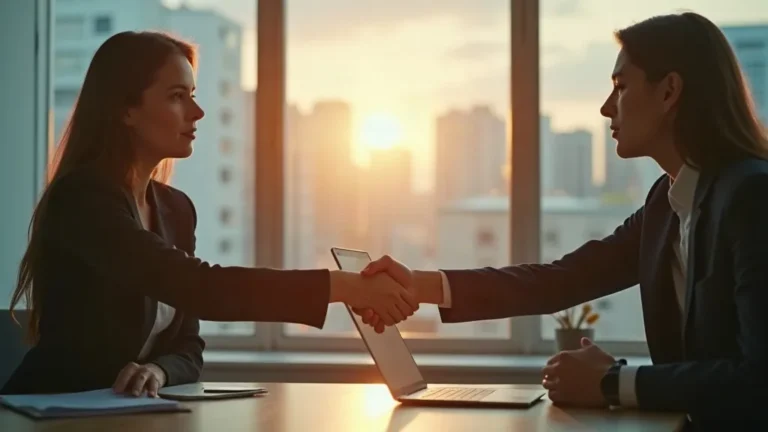 Google Ads voor recruitment: sollicitatiegesprek in licht kantoor