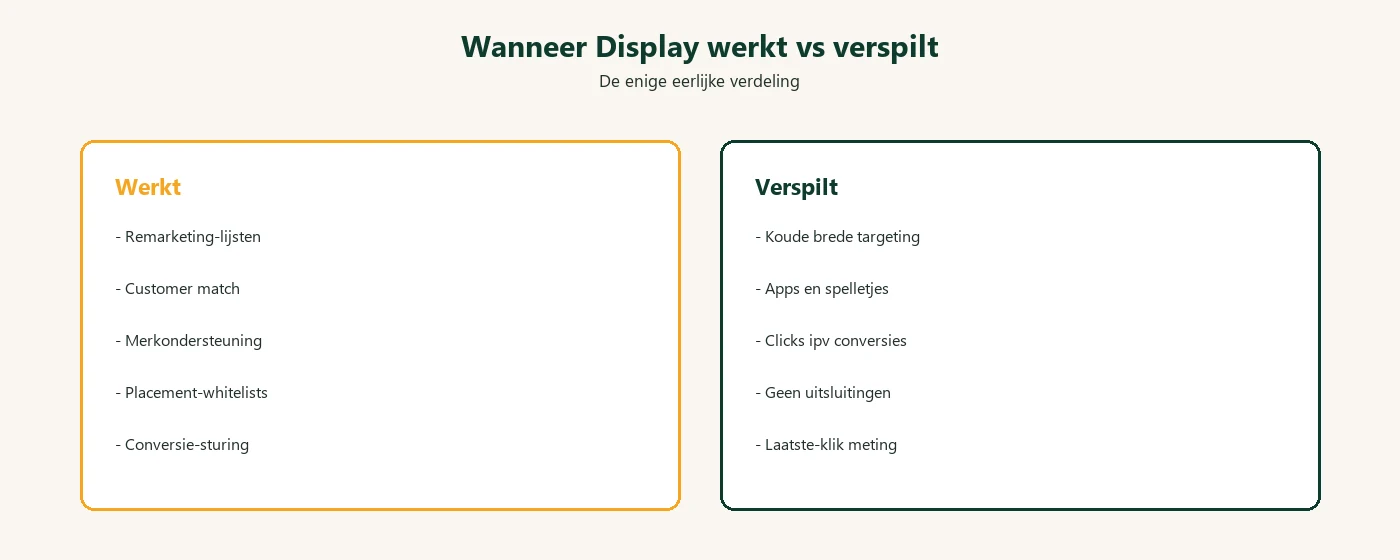 Wanneer Display-adverteren werkt versus verspilt: remarketing en klantmatch tegenover brede koude targeting