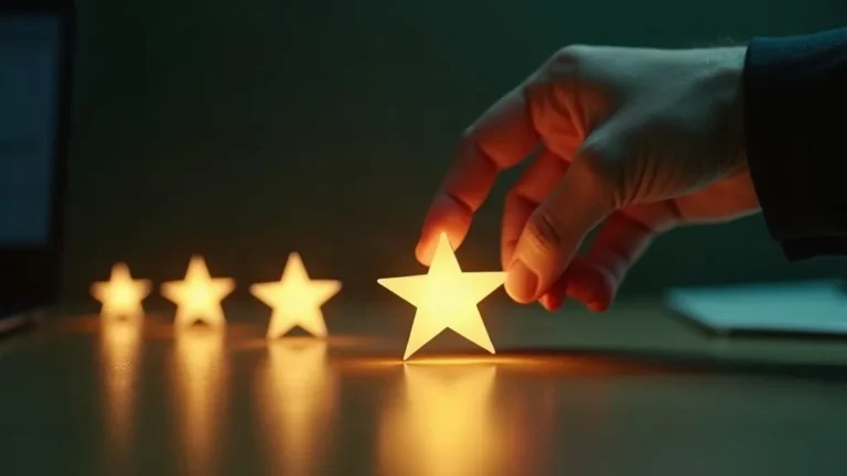 Google reviews strategie: hand plaatst gouden ster