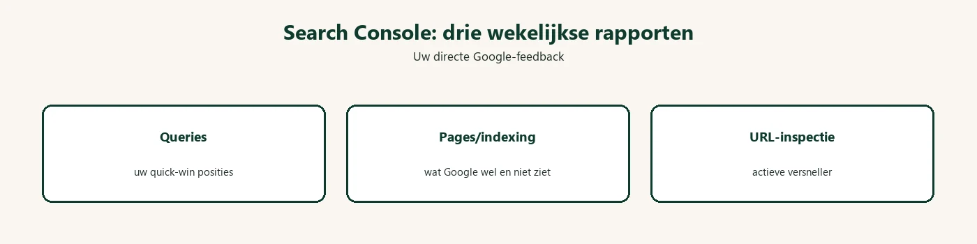 Diagram: Search Console drie rapporten