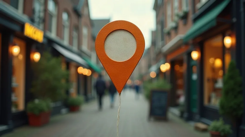 Lokale SEO: Nederlandse winkelstraat met locatiepin
