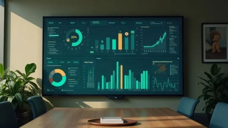 Looker Studio dashboard: KPI-scherm aan de wand in kantoor