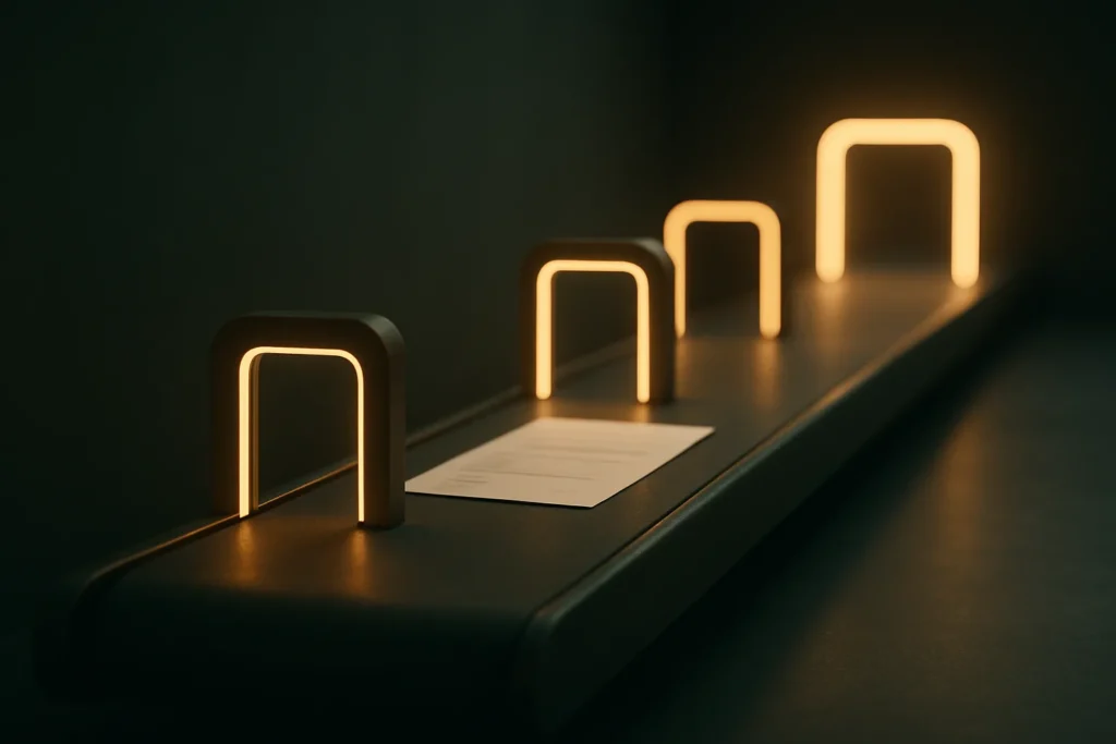 Quote-to-cash: document beweegt langs checkpoints