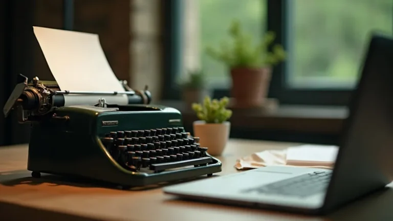 SEO content schrijven: typemachine naast laptop