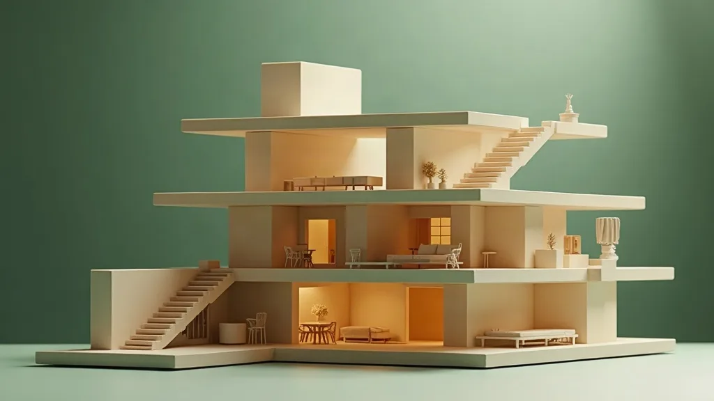 Site-structuur: architectuurmodel met verdiepingen