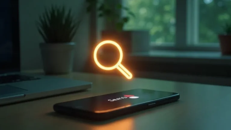 TikTok Search Ads: smartphone met gloeiend zoekicoon