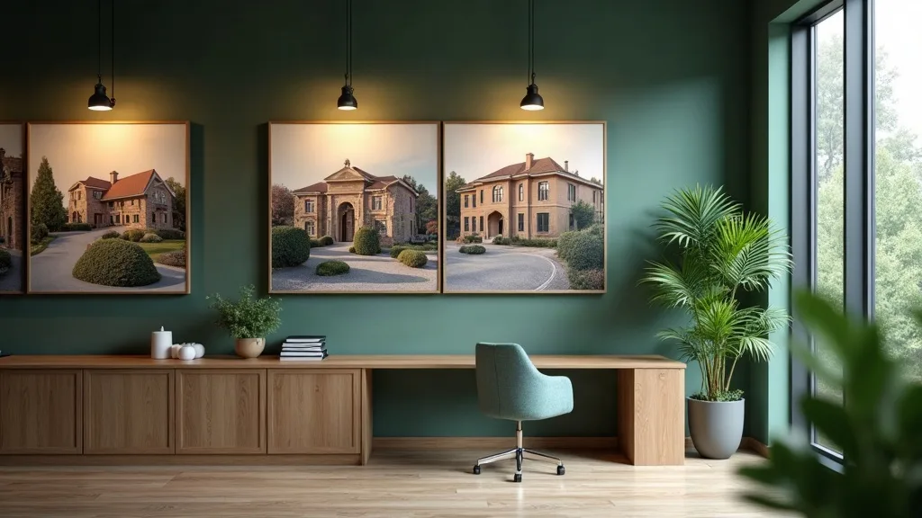 Makelaardij website: modern kantoor met woningpresentaties