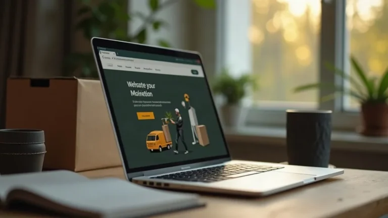 Website verhuisbedrijf: laptop met verhuissite