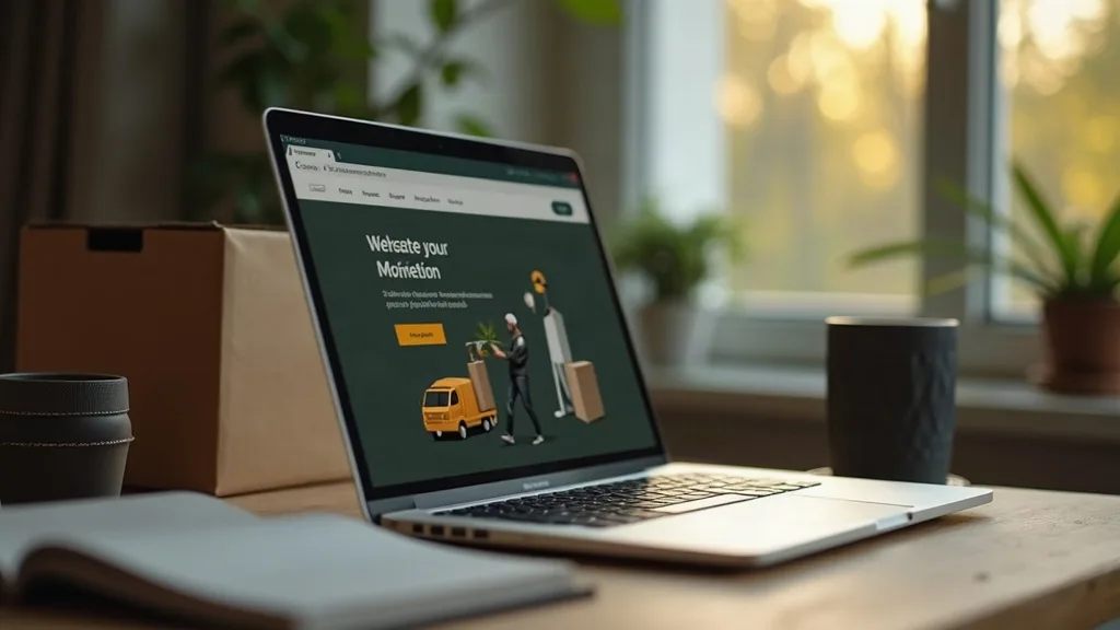 Website verhuisbedrijf: laptop met verhuissite