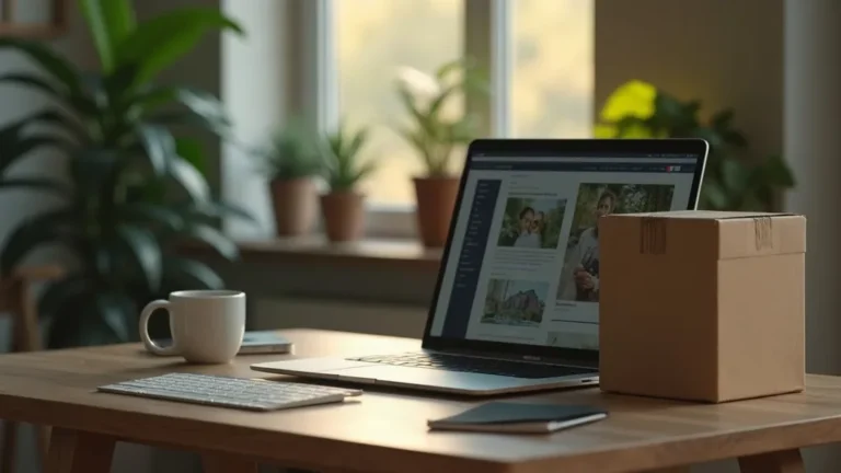 Website verhuizen zonder SEO-verlies: verhuisdoos naast laptop met website