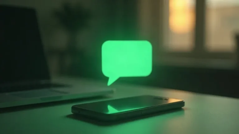 WhatsApp marketing kosten: groene telefoon met gloeiende gespreksbubbel